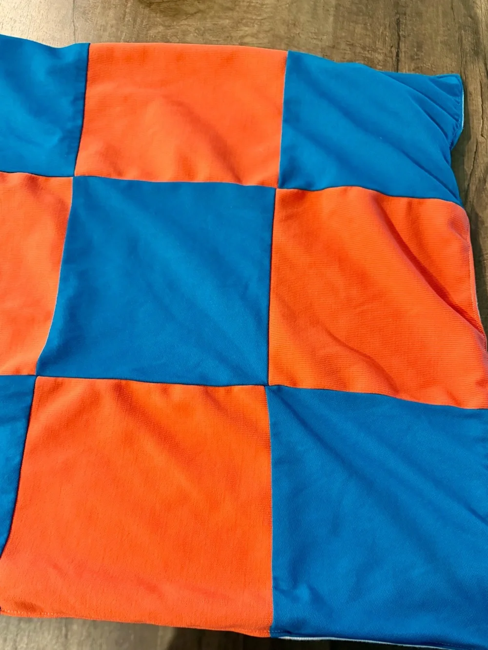 Orange blue checkerboard patchwork lap/pet blanket
